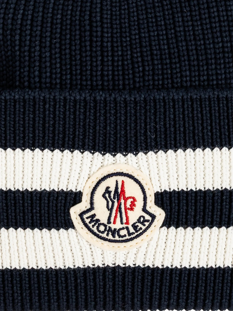 Moncler Moncler Striped Logo-patch Beanie Hat outlook