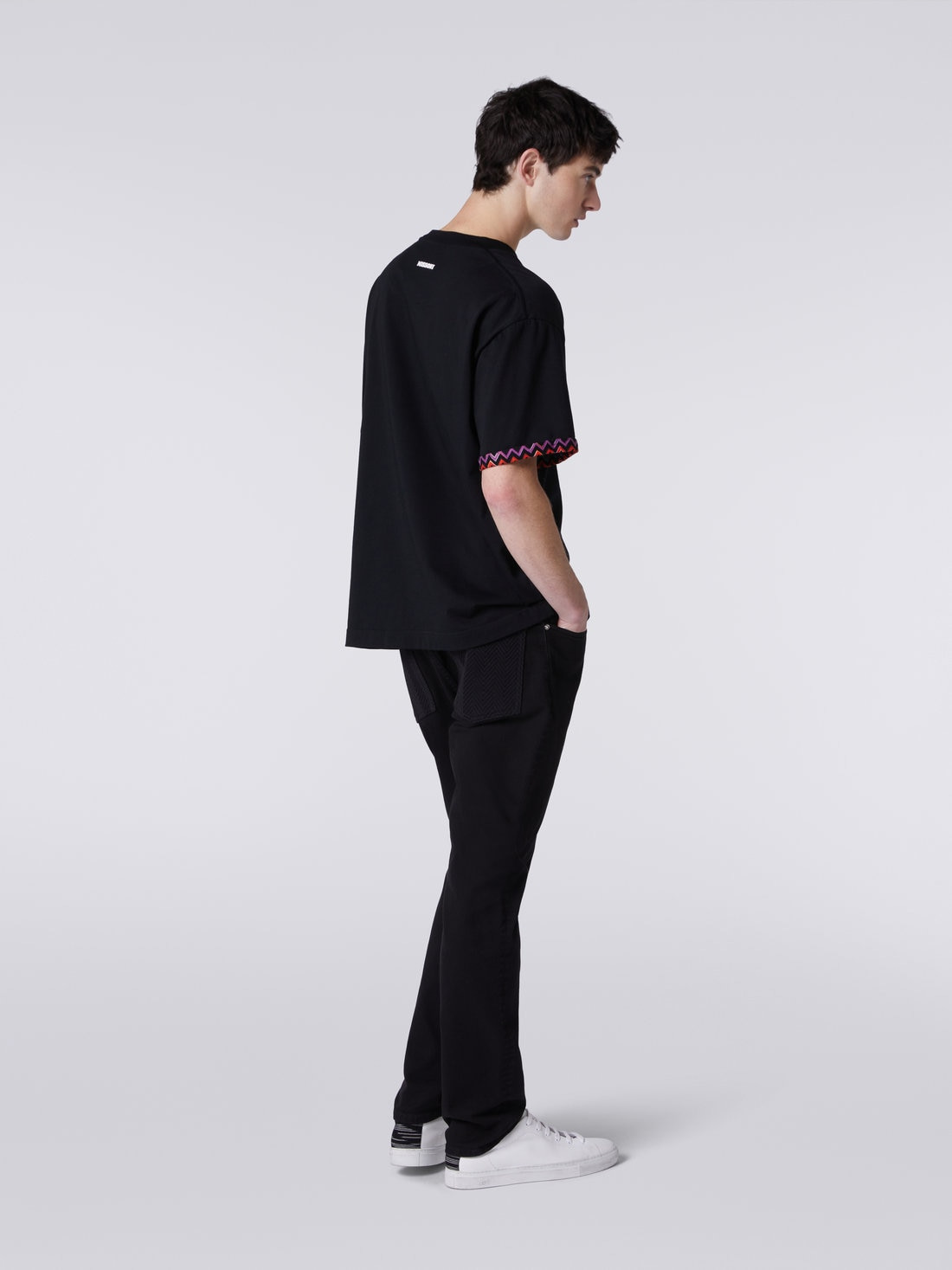 Cotton jersey T-shirt with zigzag turn-ups - 4