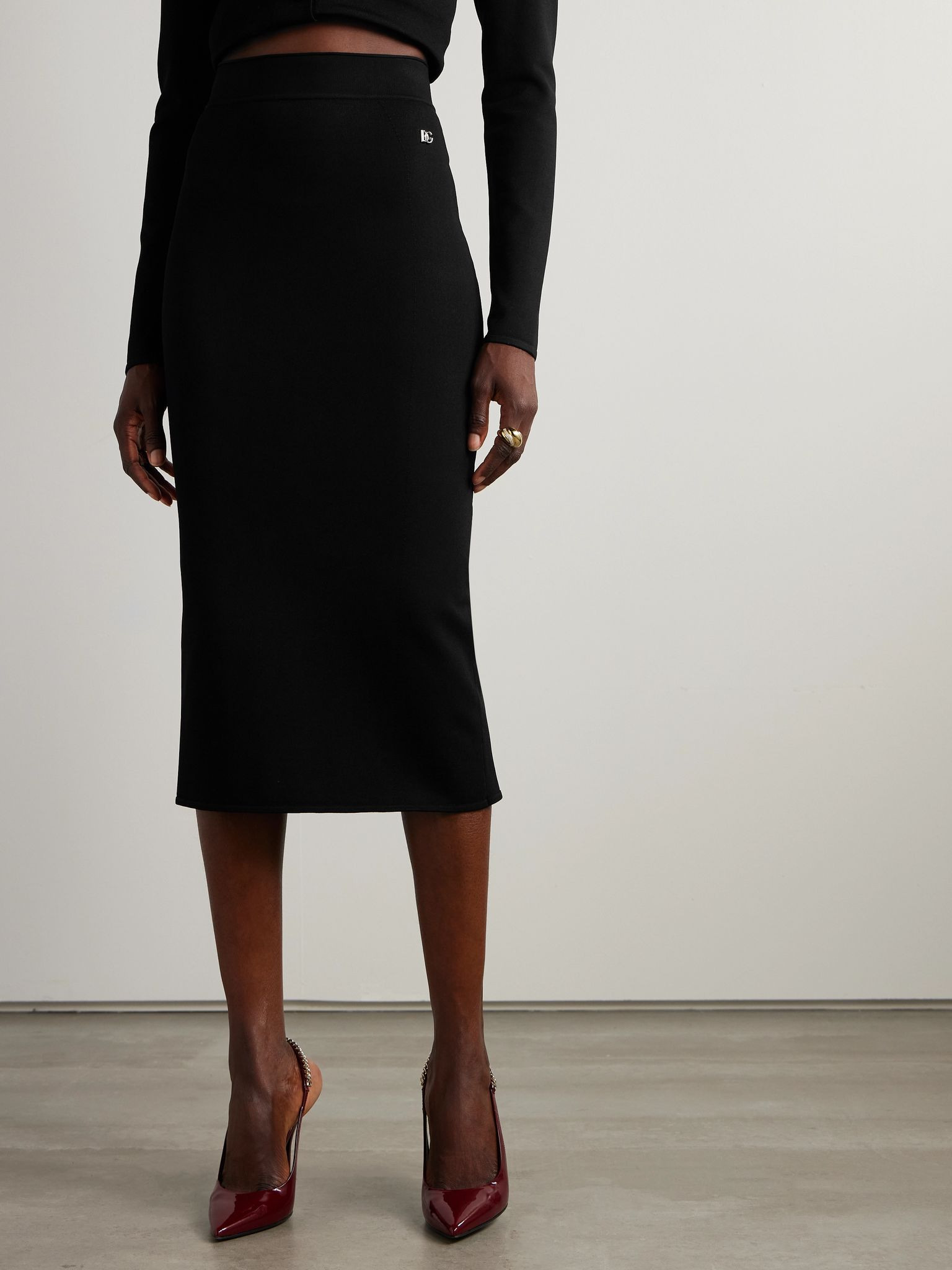 Stretch-jersey midi skirt Black - 3