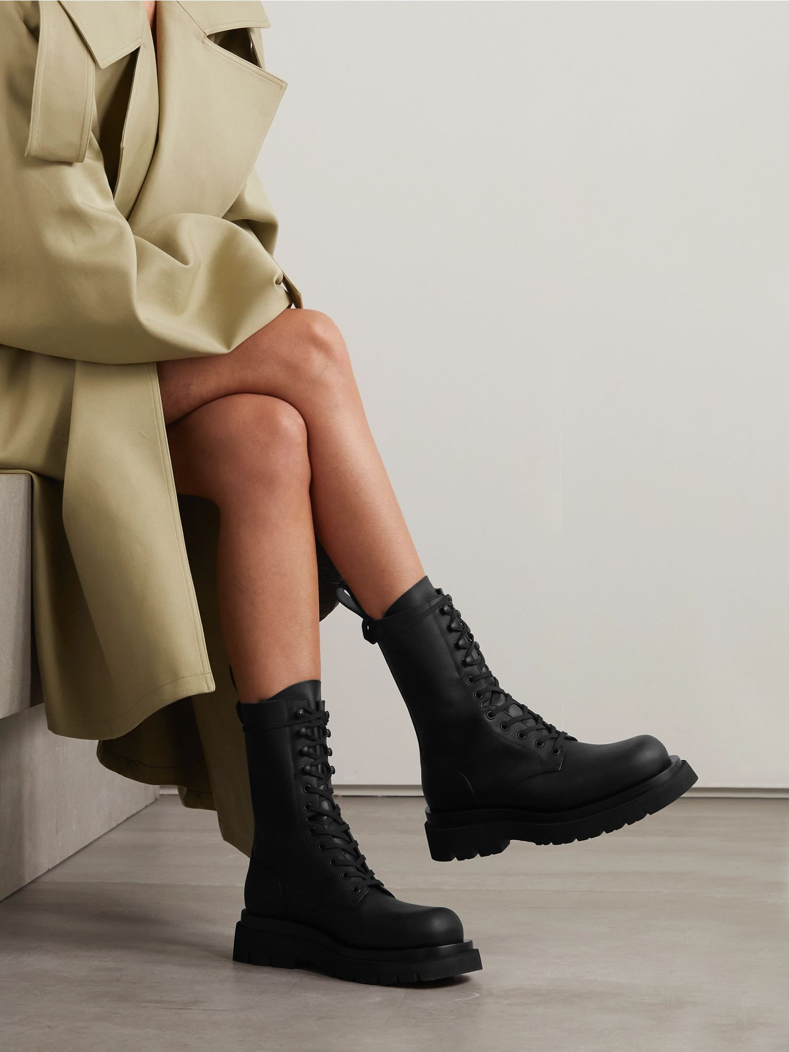 Lace-up leather ankle boots Black - 2