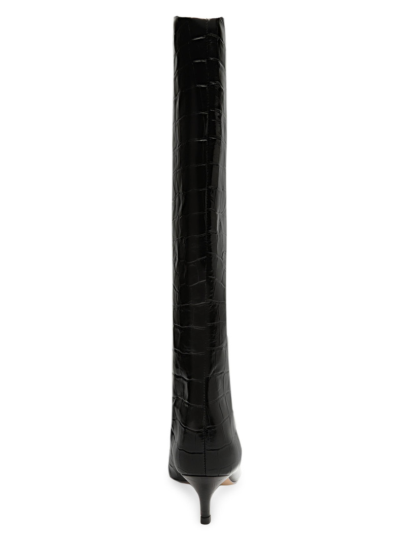 Women's Maryana Crocodile-Embossed Leather Knee-High Boots - Black 4