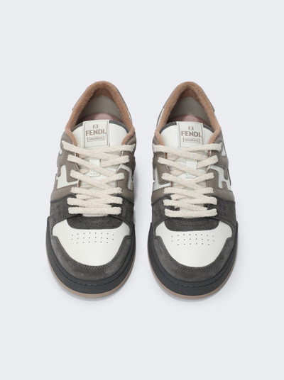 FENDI Fendi Match Suede Low-Top Sneakers White and Grey outlook