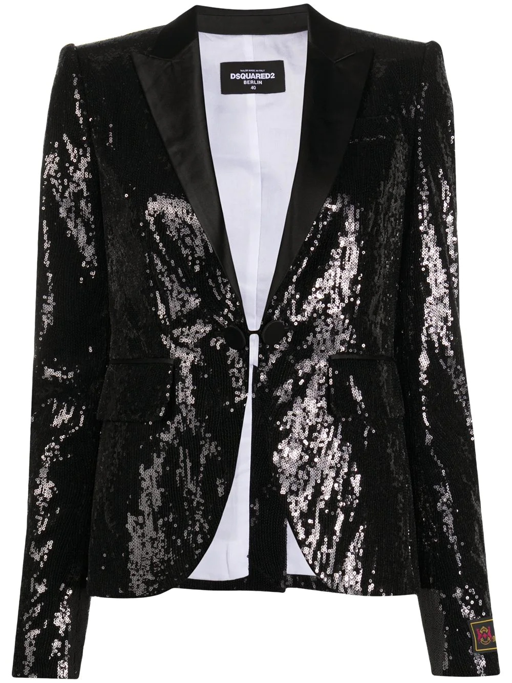 sequin embroidered fitted blazer - 1