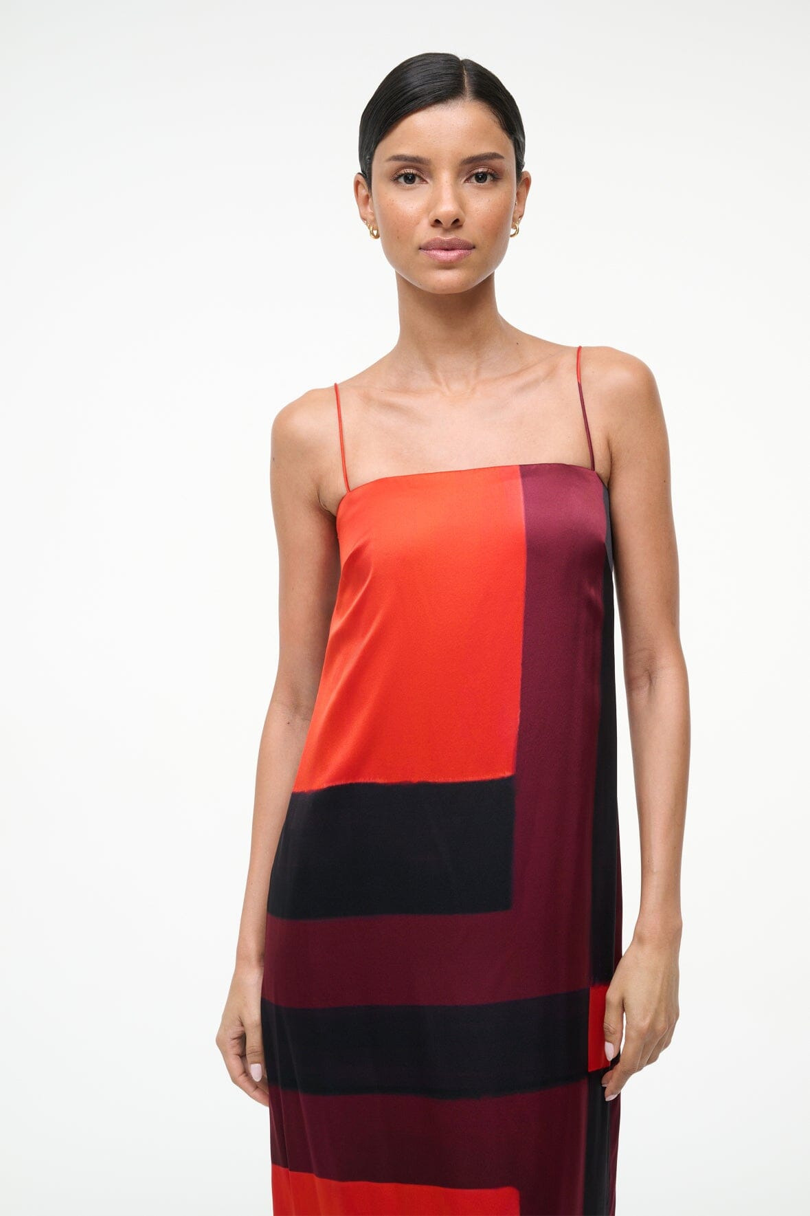 STAUD MAE SILK DRESS RUBY PRISM - 5