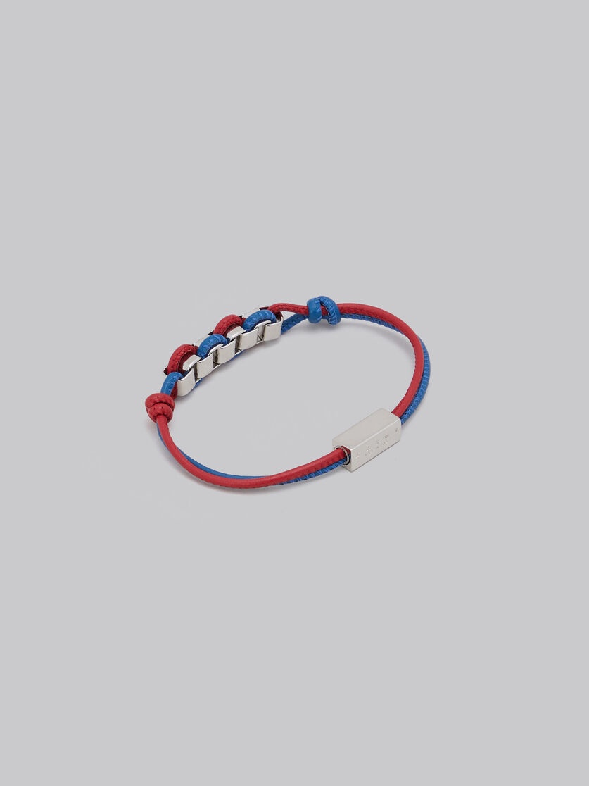 RED AND BLUE LEATHER BRACELET WITH MARNI LOGO - 3