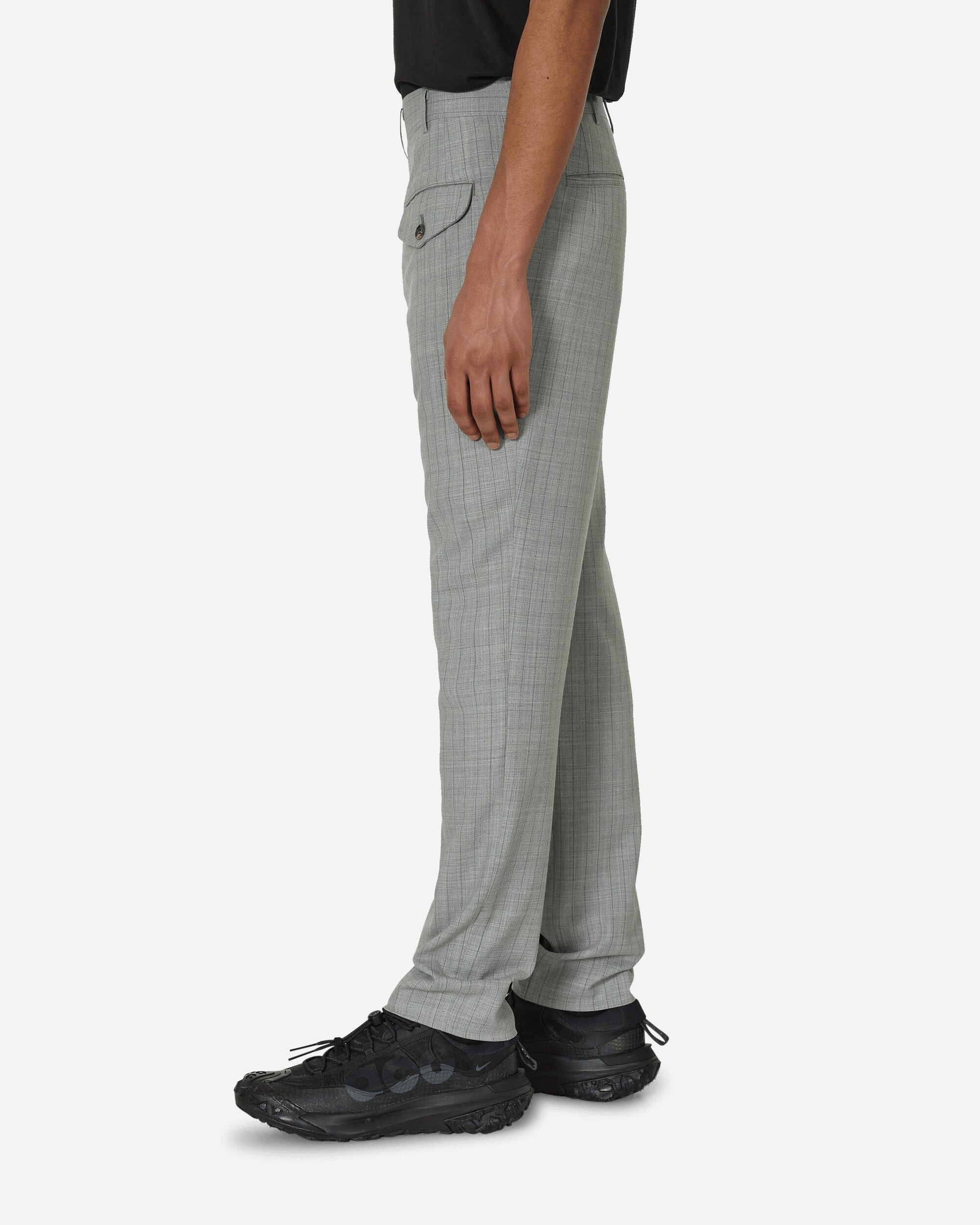 Deconstructed Checked Wool Trousers Grey - 2
