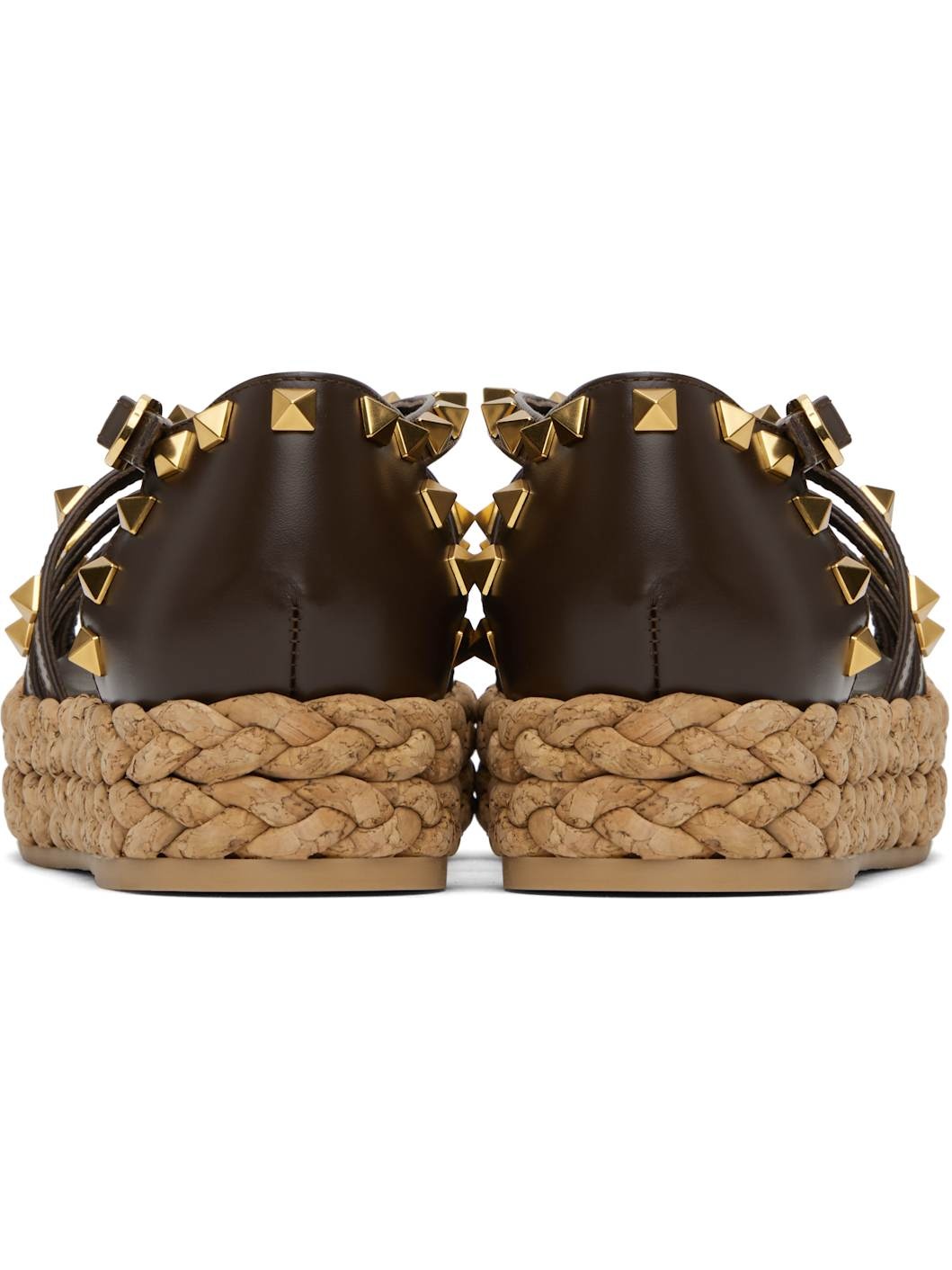 Brown Rockstud Cork Sandals - 2