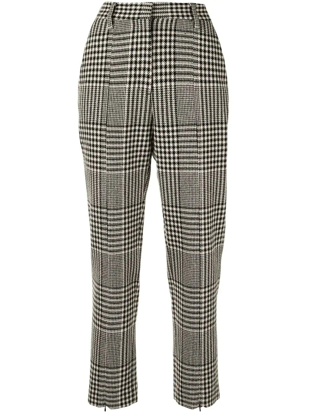 check-pattern tailored trousers - 1