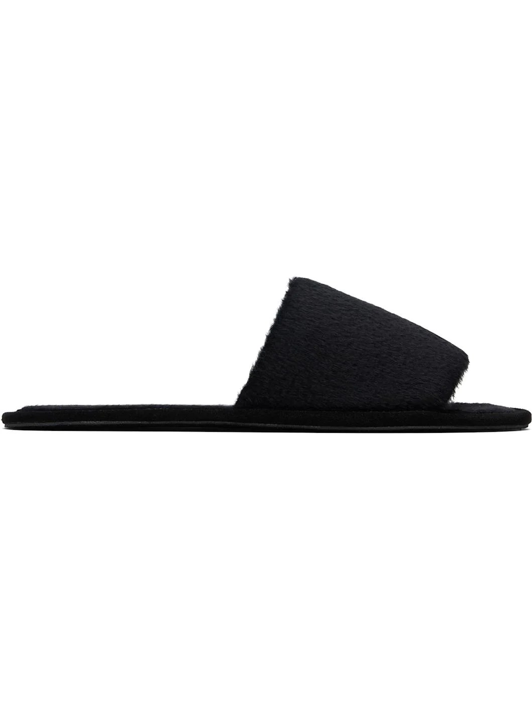 Black Suri Brushed Slippers - 1