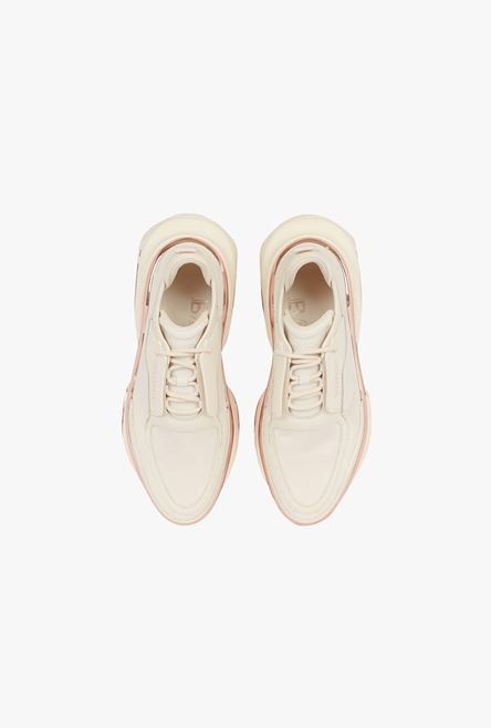 White and pink leather and suede B-Bold low-top sneakers - 4