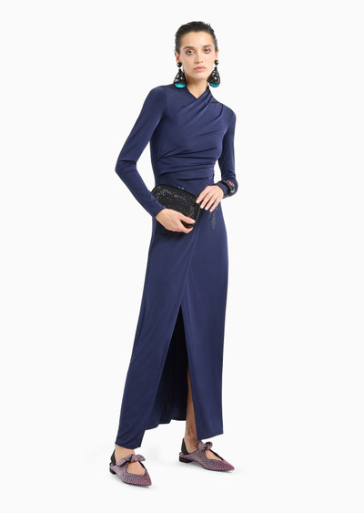 GIORGIO ARMANI ASV long dress in stretch viscose jersey with rhinestones outlook