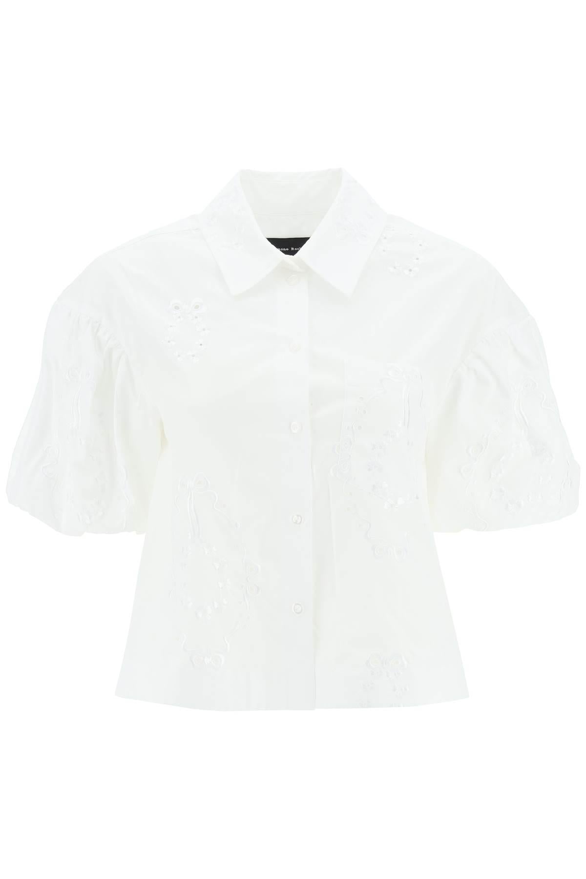 CROPPED SHIRT WITH EMBRODERED TRIM - 1