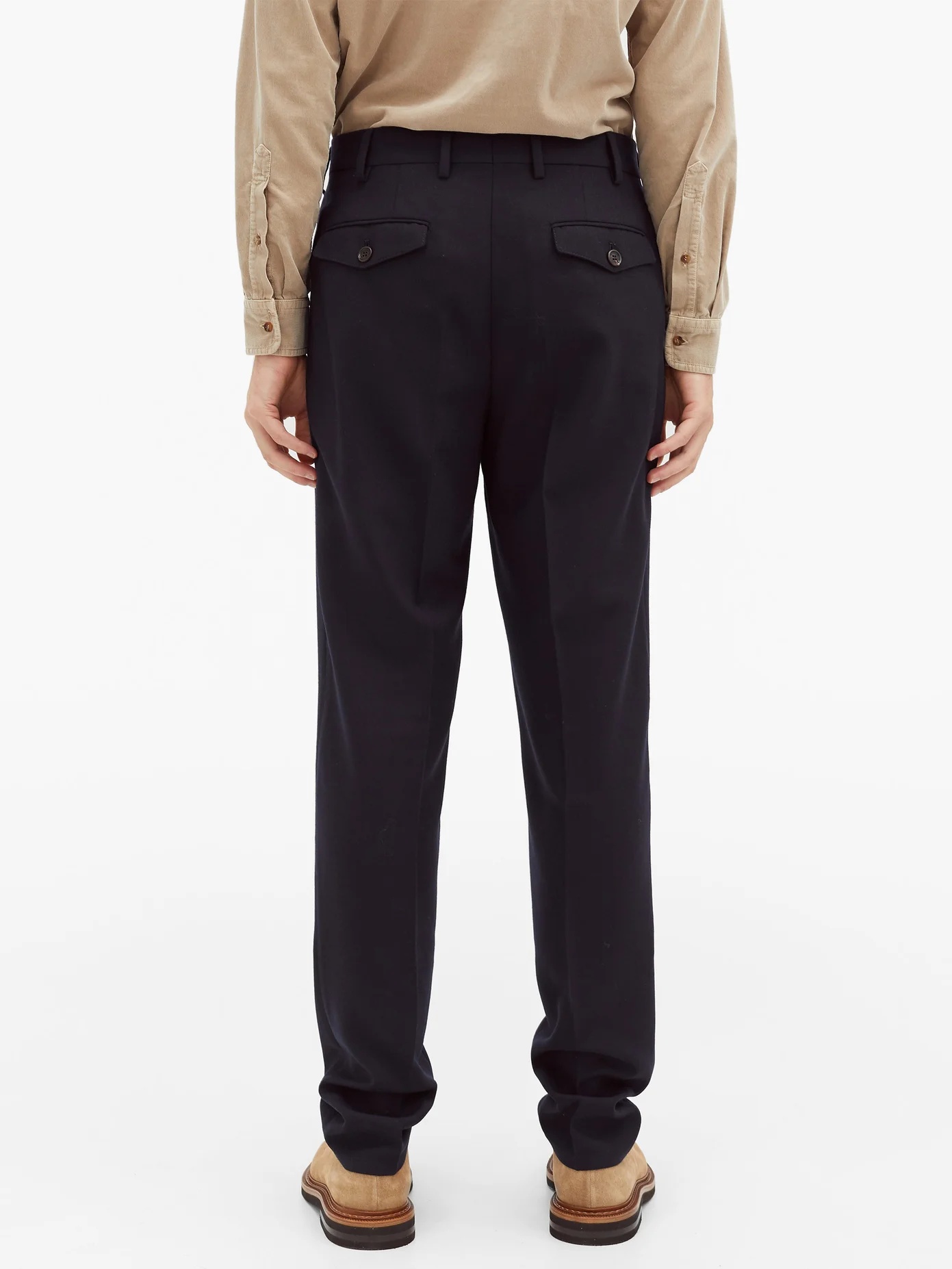 Adjustable-waist tailored wool-twill trousers - 5