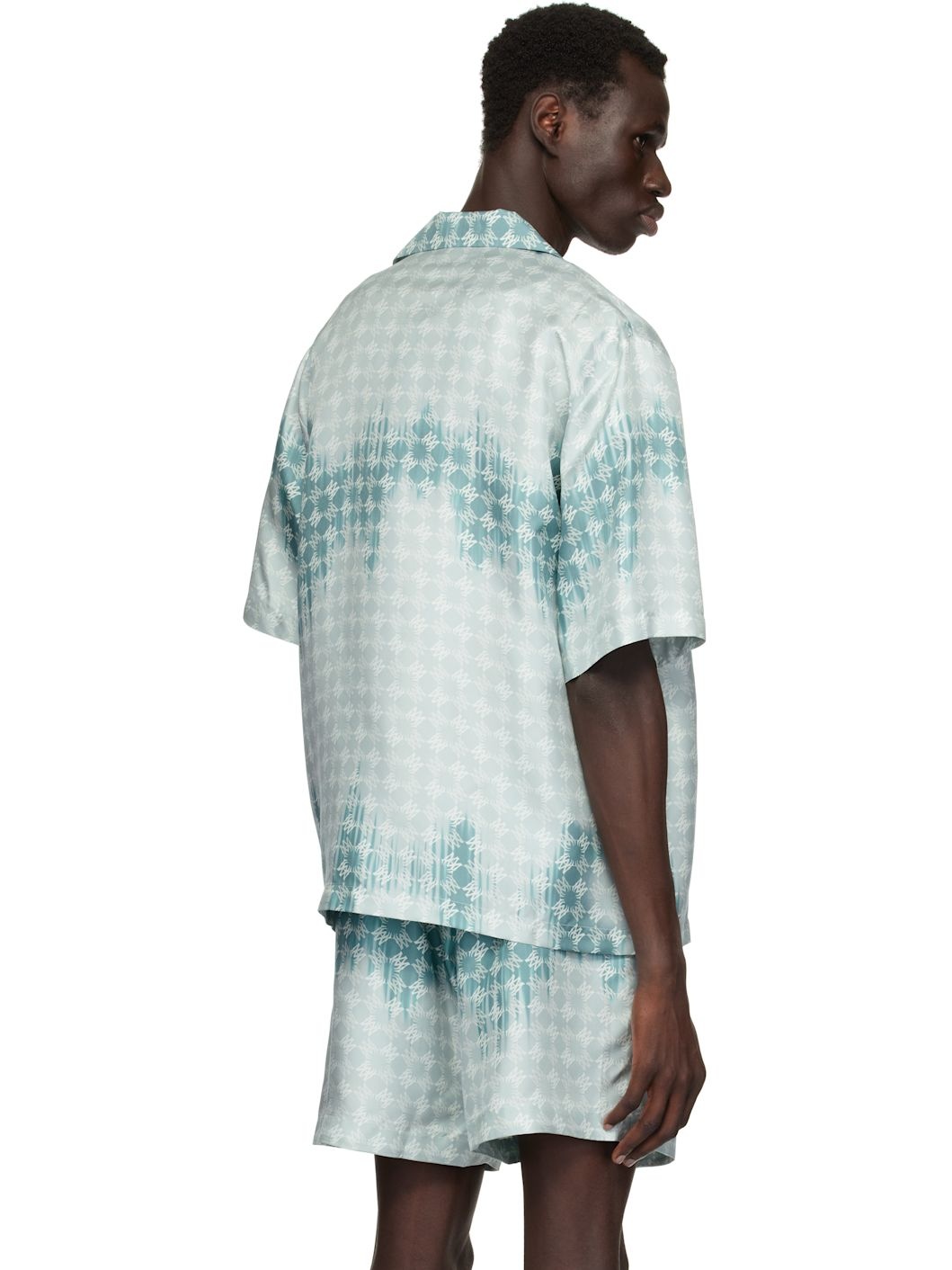 Blue 'MA' Quad Bleached Camp Shirt - 3