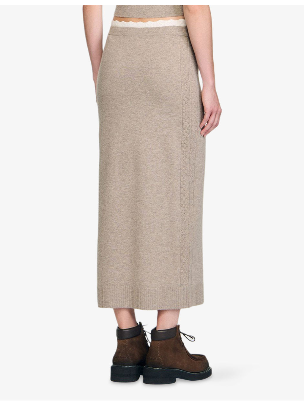 Contrast-Trim Wool and Cashmere Midi Skirt - 4