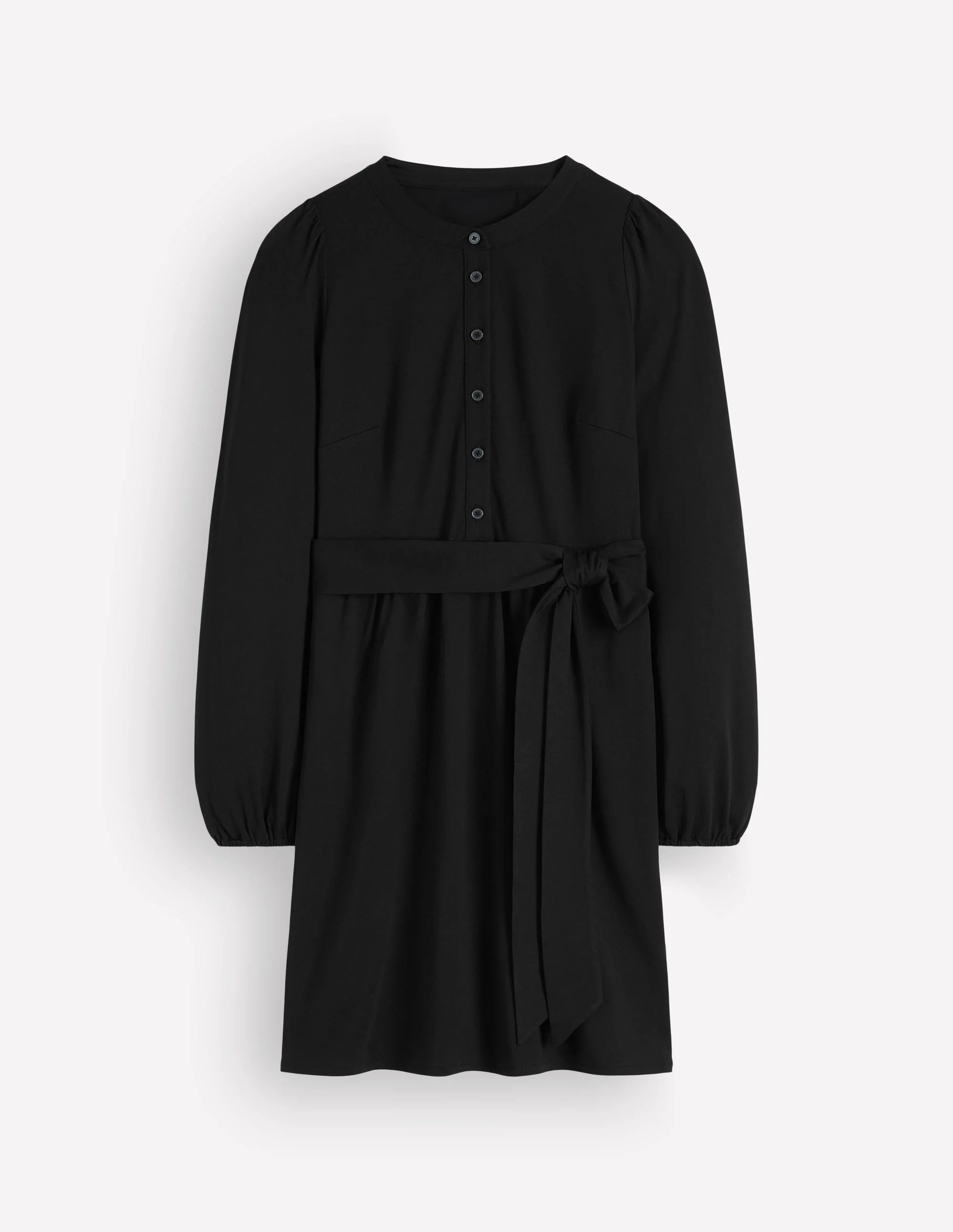 Adele Belted Jersey Dress-Black - 1