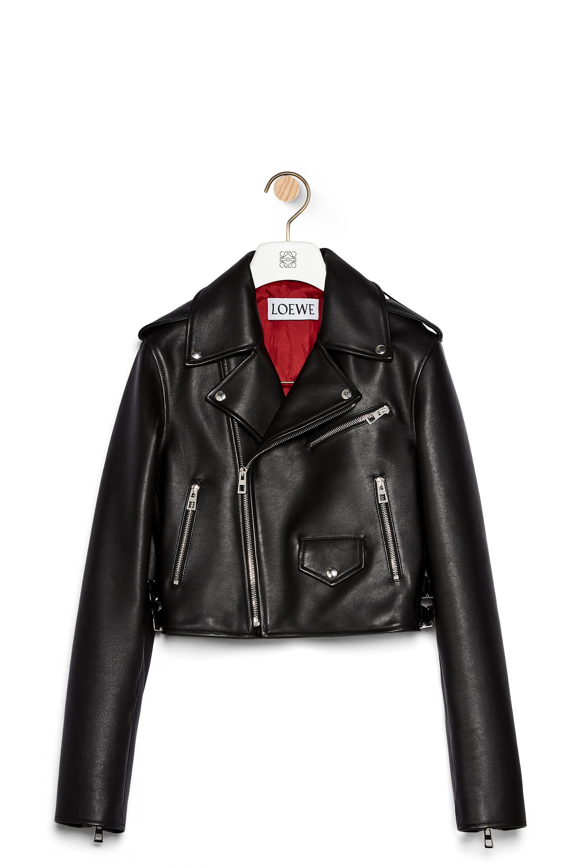 Cropped biker jacket in calf - 1