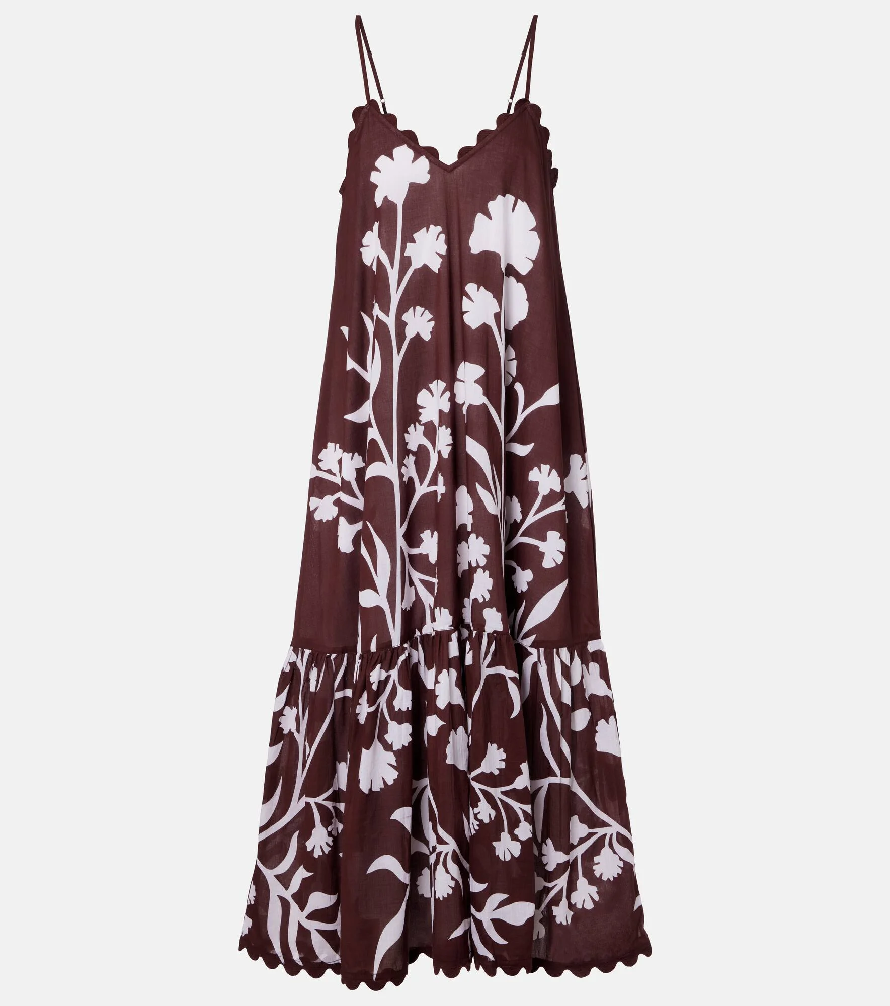 Scalloped cotton midi dress - 1