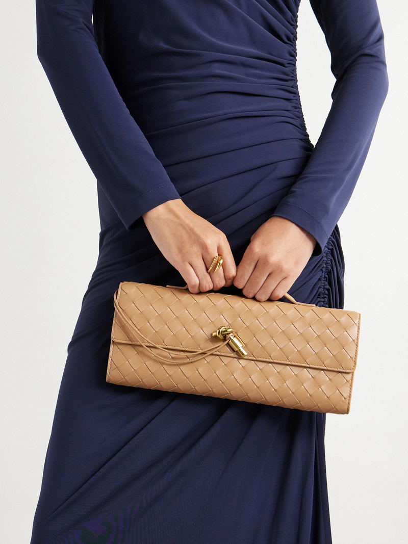 Bottega Veneta Andiamo Intrecciato Leather Clutch outlook