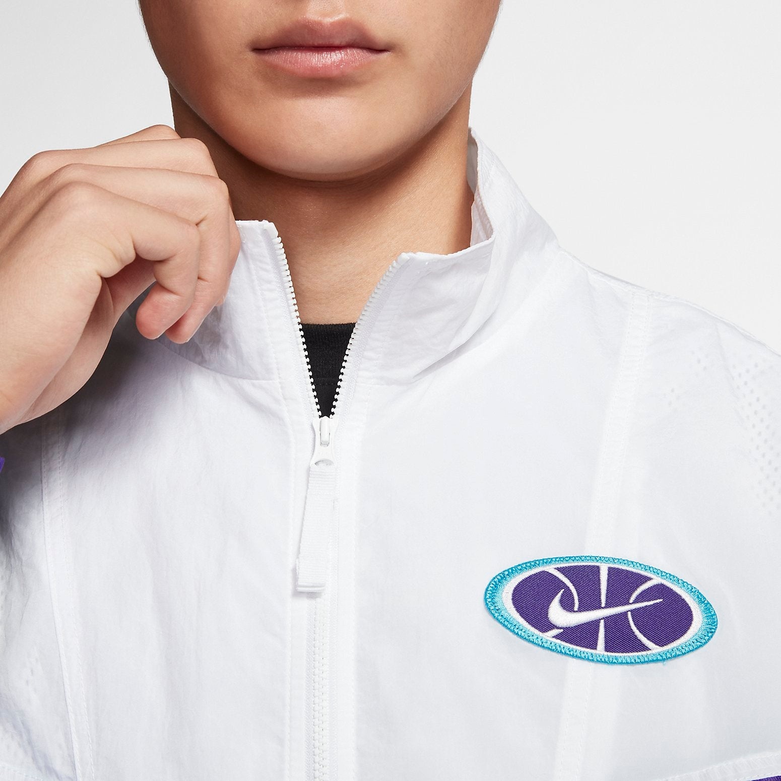 Nike Throwback Basketball Jacket 'White Purple' AV9756-103 - 3