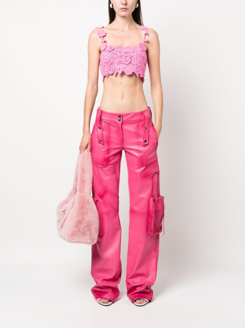 Blumarine slim-cut leather cargo trousers outlook