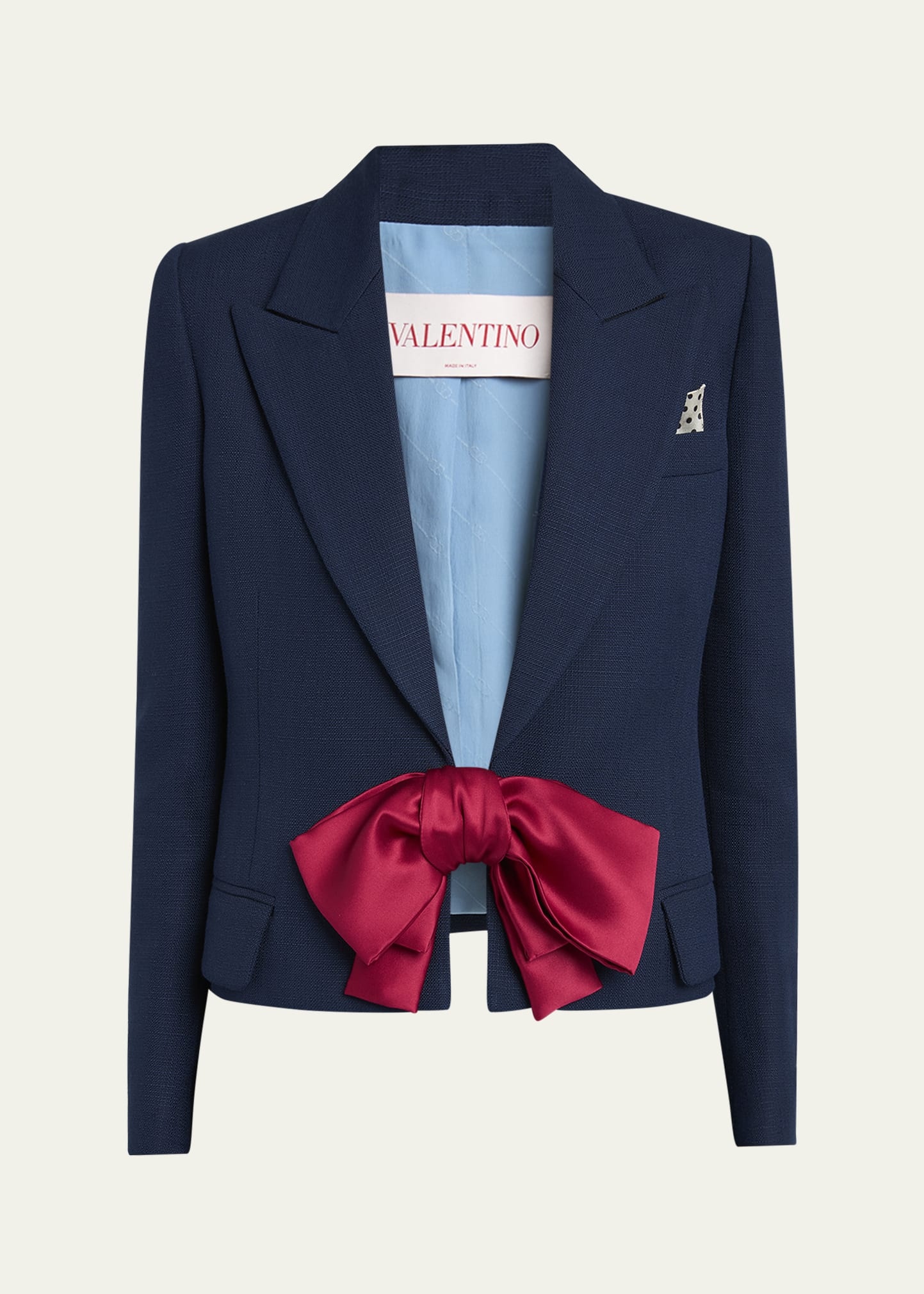 Bow Closure Cropped Wool Blazer - 1