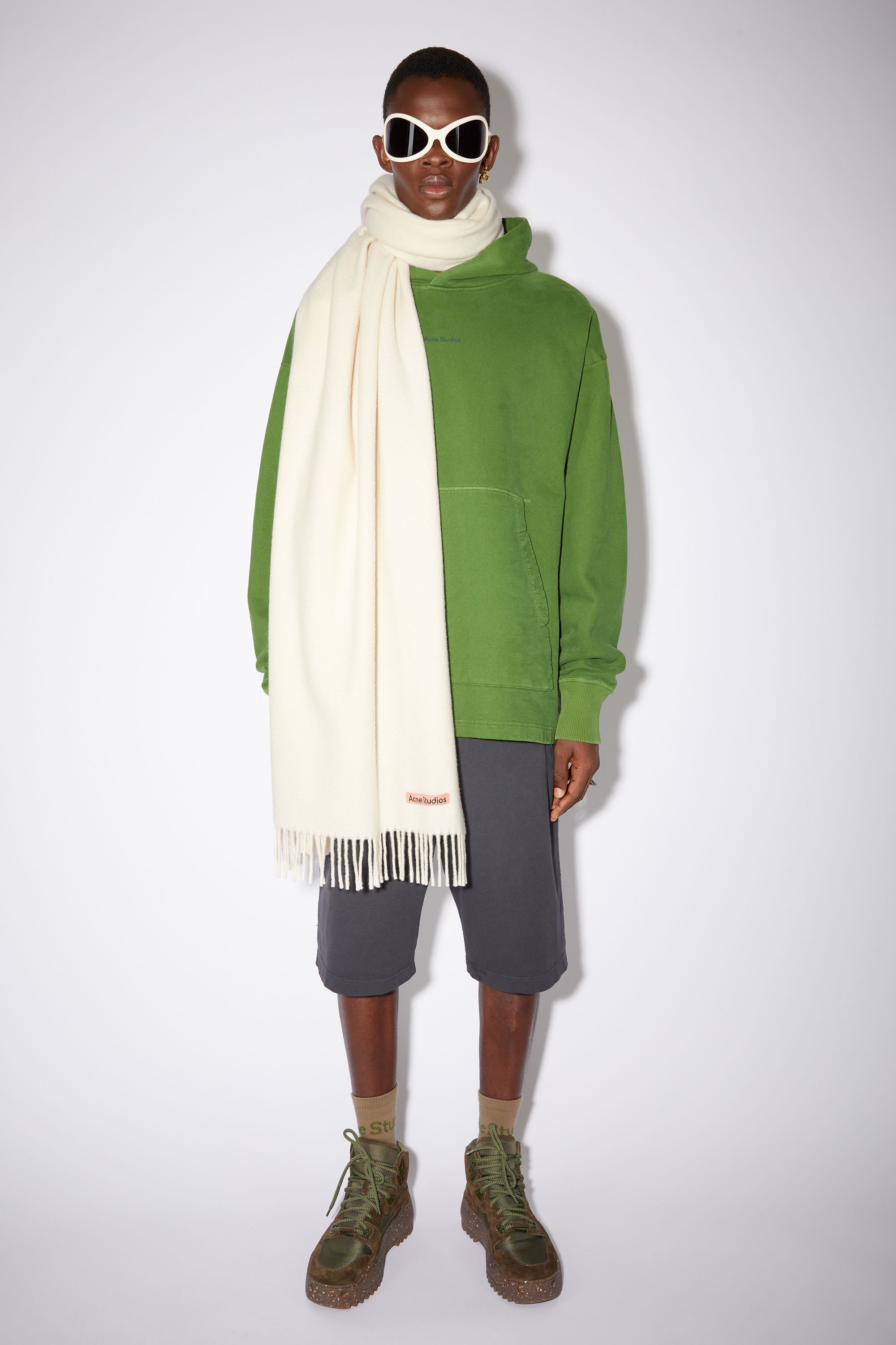 Fringe wool scarf - oversized - Warm white - 3