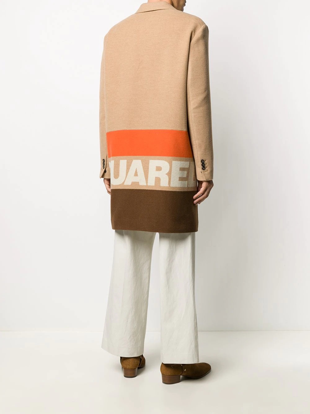 colour-block logo print coat - 4