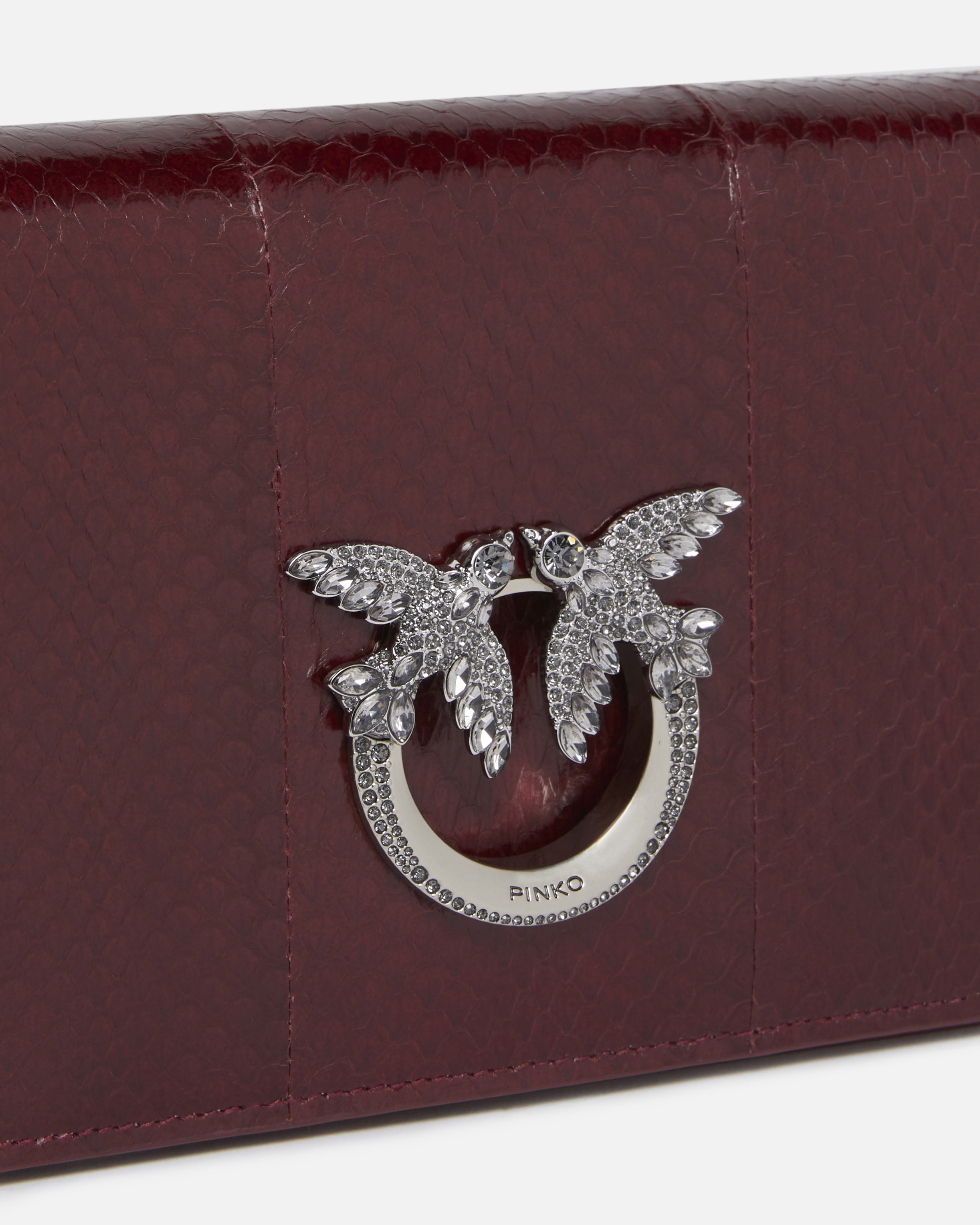 MINI LOVE BAG CROSSBODY BAG IN GLOSSY REPTILE PINKO GALLERIA. - 3