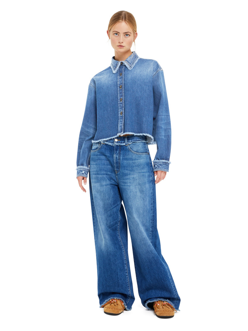 Alanui Fringed Cropped Denim Shirt outlook