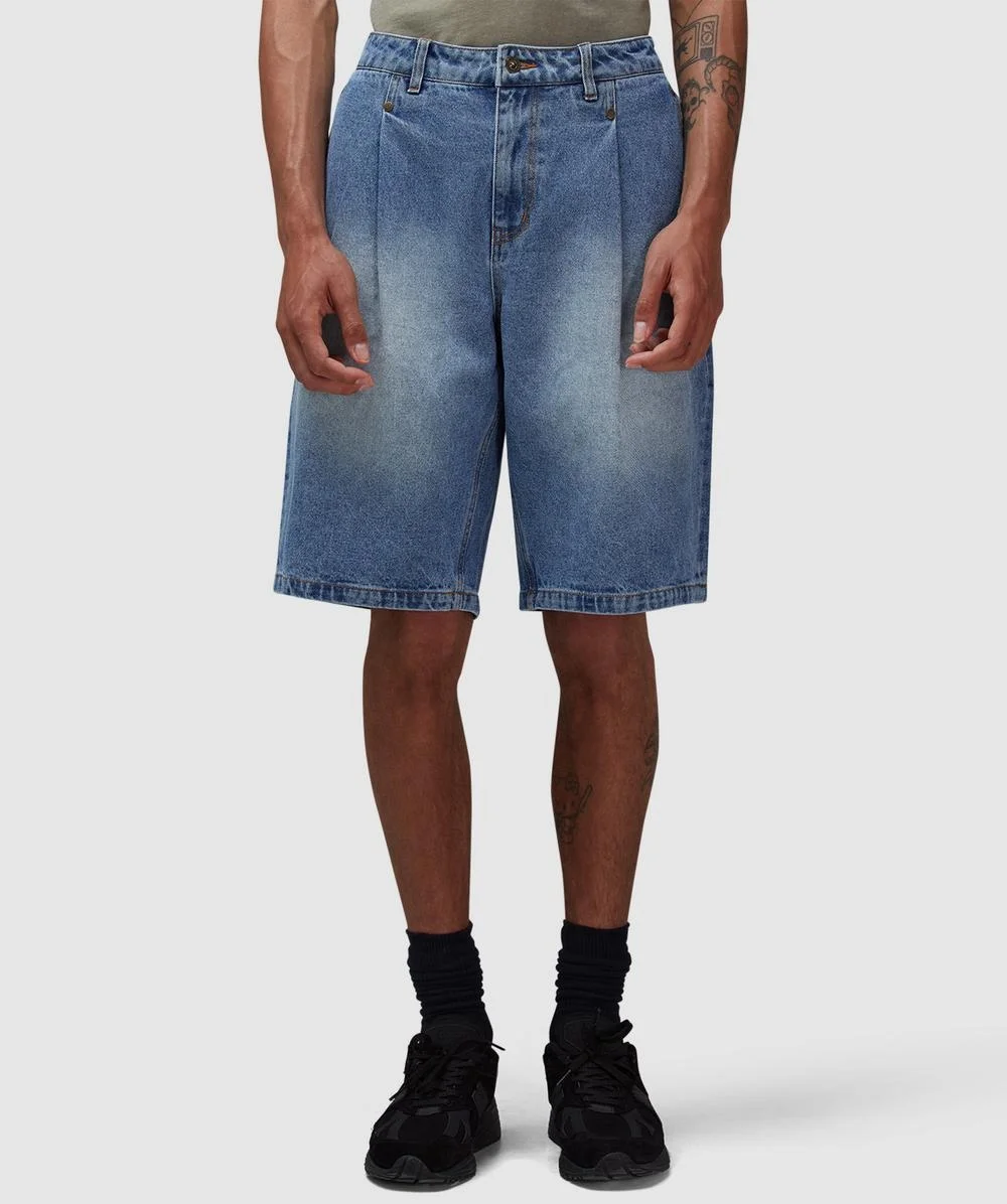 Pleated denim short - 1
