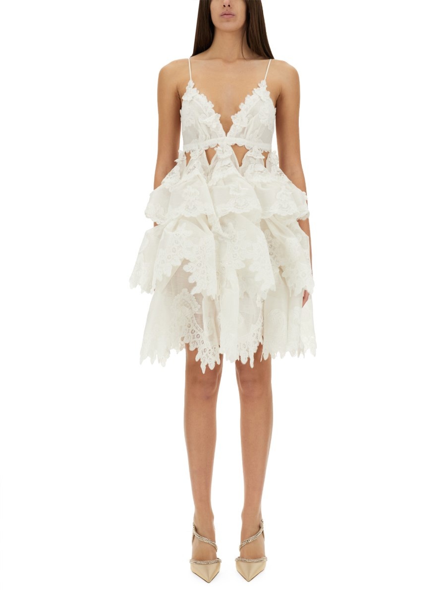 ワンピース ZIMMERMANN CRUSH LACE DRESS IN LINEN AND SILK Zimmermann CRUSH LACE DRESS IN LINEN AND SILK