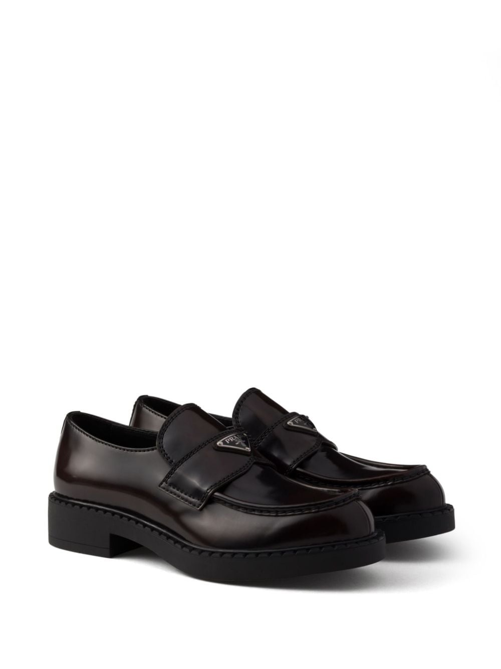 logo-plaque leather loafers - 2