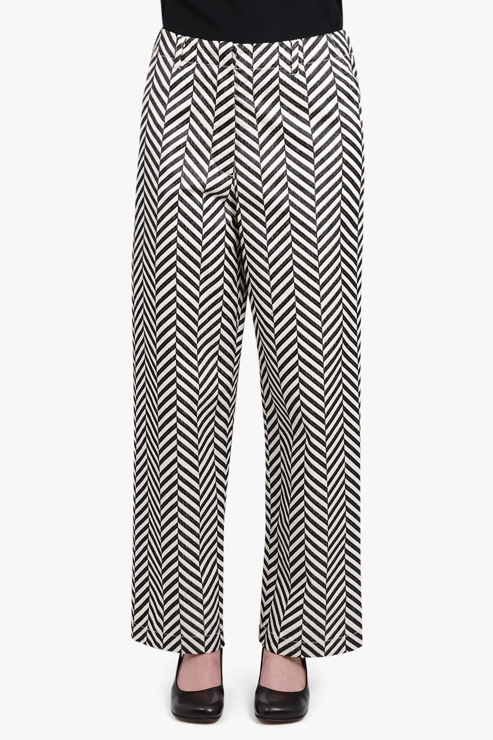 CHEVRON PATTERNED PANTS | BLACK/OFF WHITE - 3