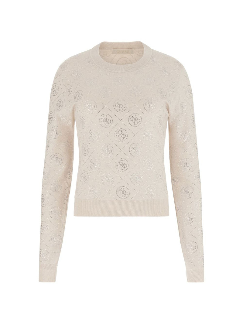rhinestone-embellished logo-pattern sweater 1