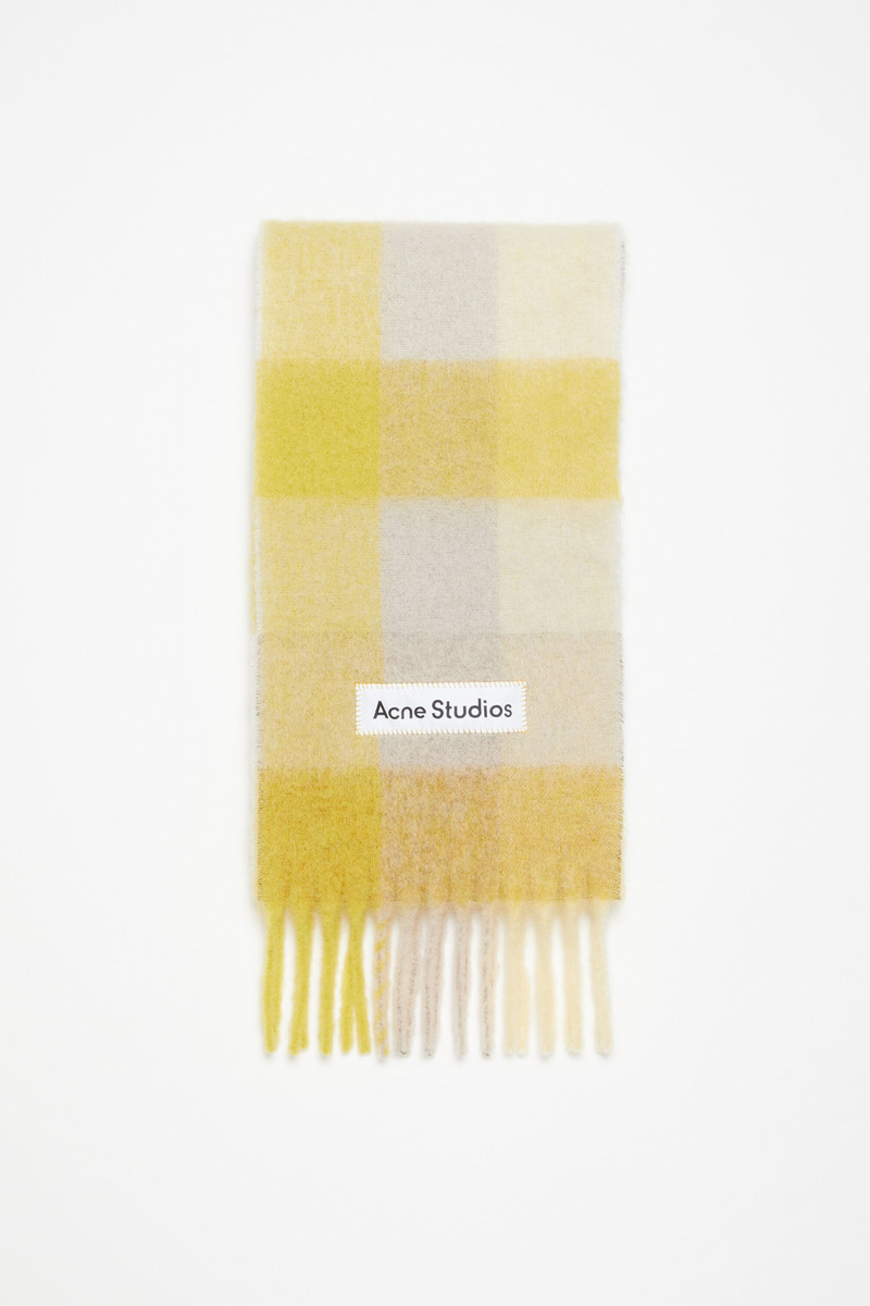 Mohair checked scarf - Beige/yellow 1