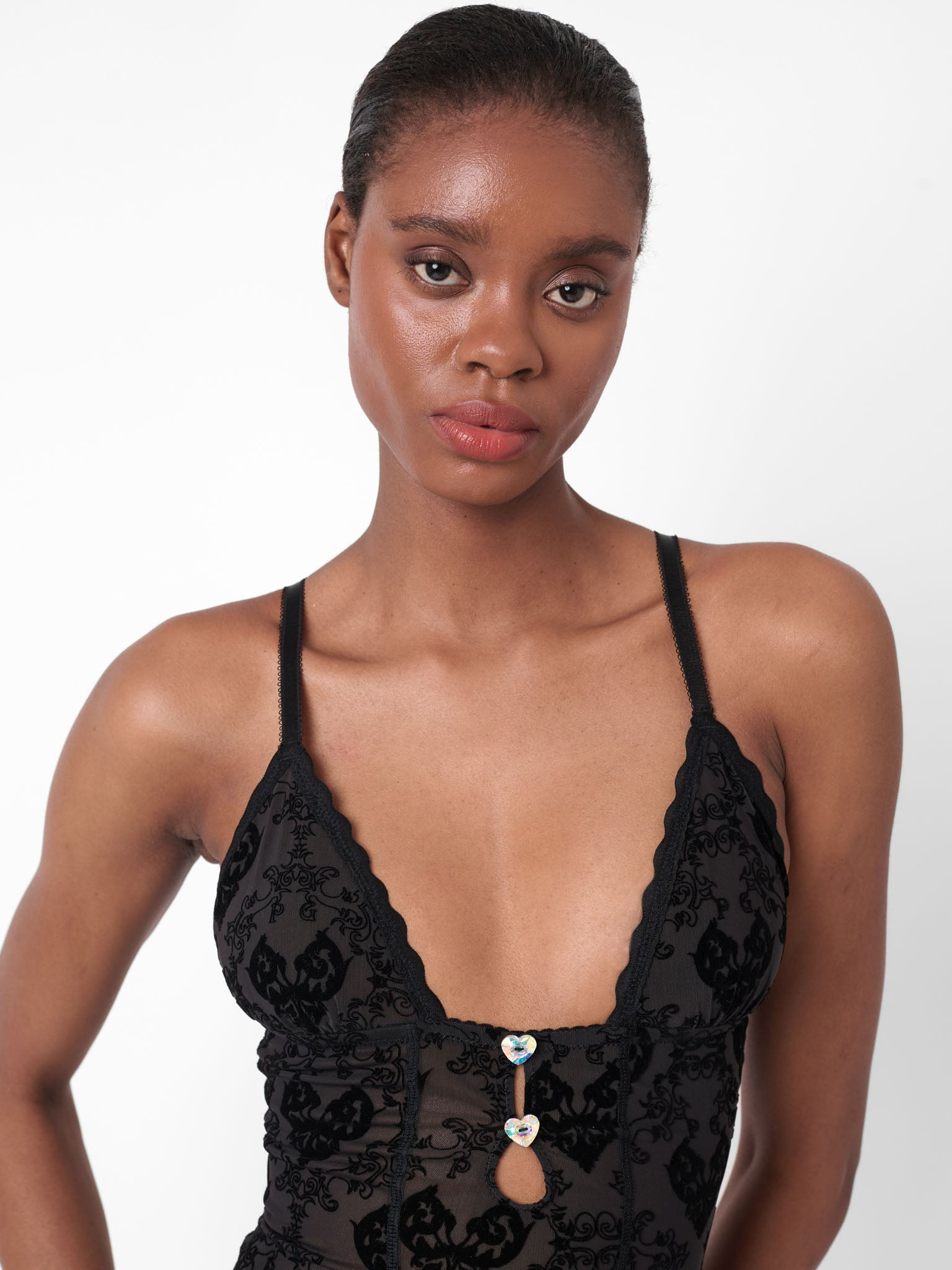 SCARLETT JUMPSUIT FLOCKED MESH BLACK - 7