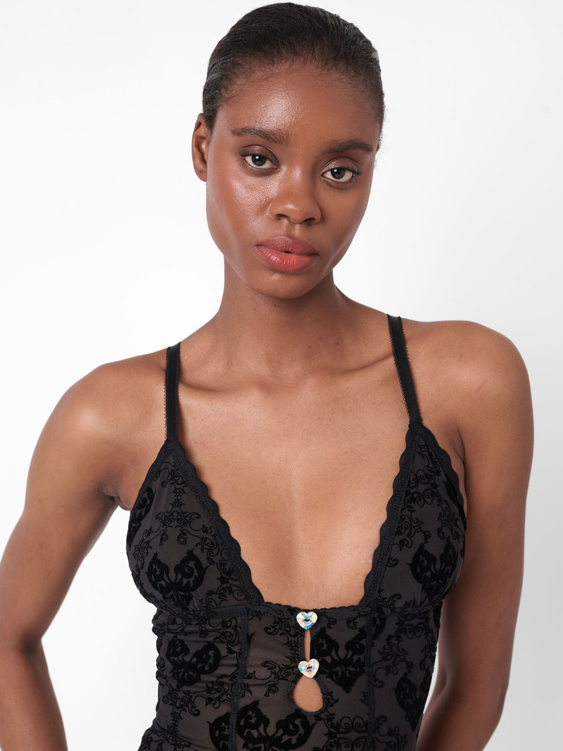 SCARLETT JUMPSUIT FLOCKED MESH BLACK 7