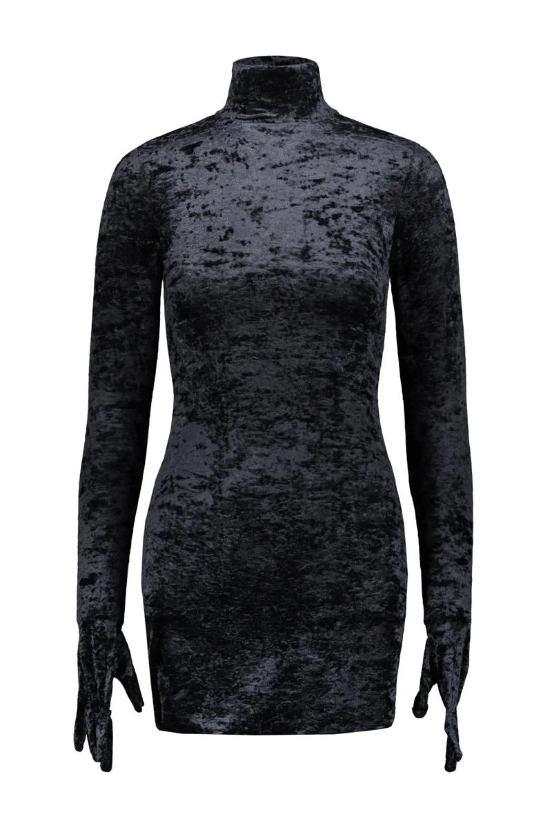 VETEMENTS VELVET STYLING DRESS WITH GLOVES CLOTHING - 1