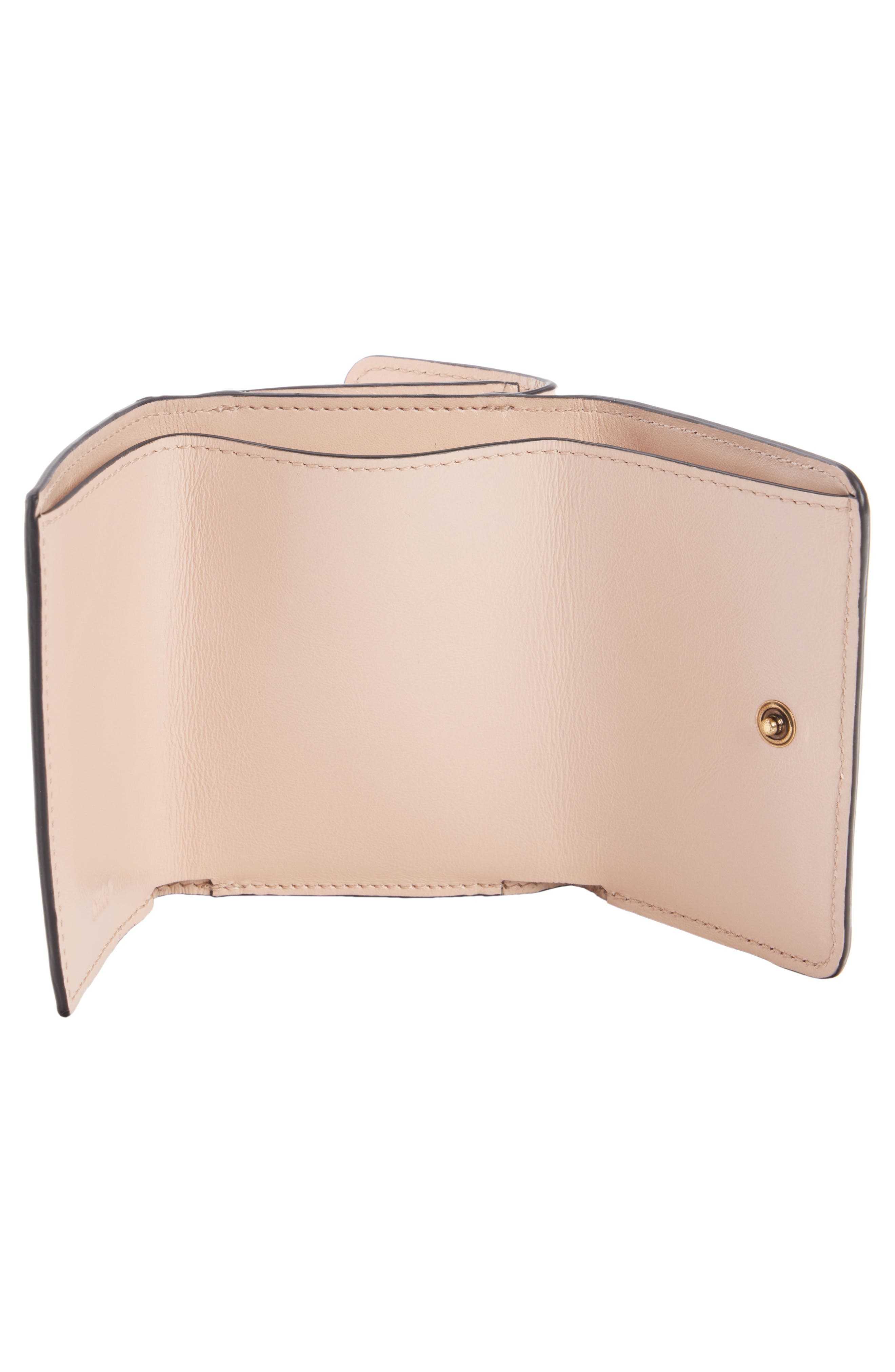 Mini Chloé Iconic Shiny Leather Trifold Wallet in 6J5 Cement Pink at Nordstrom - 2