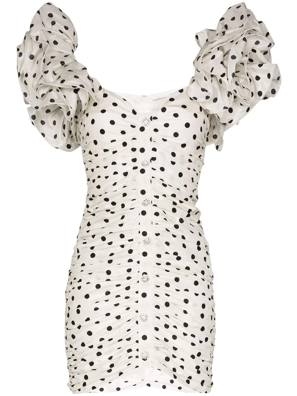 polka dot puff-sleeve mini dress - 1