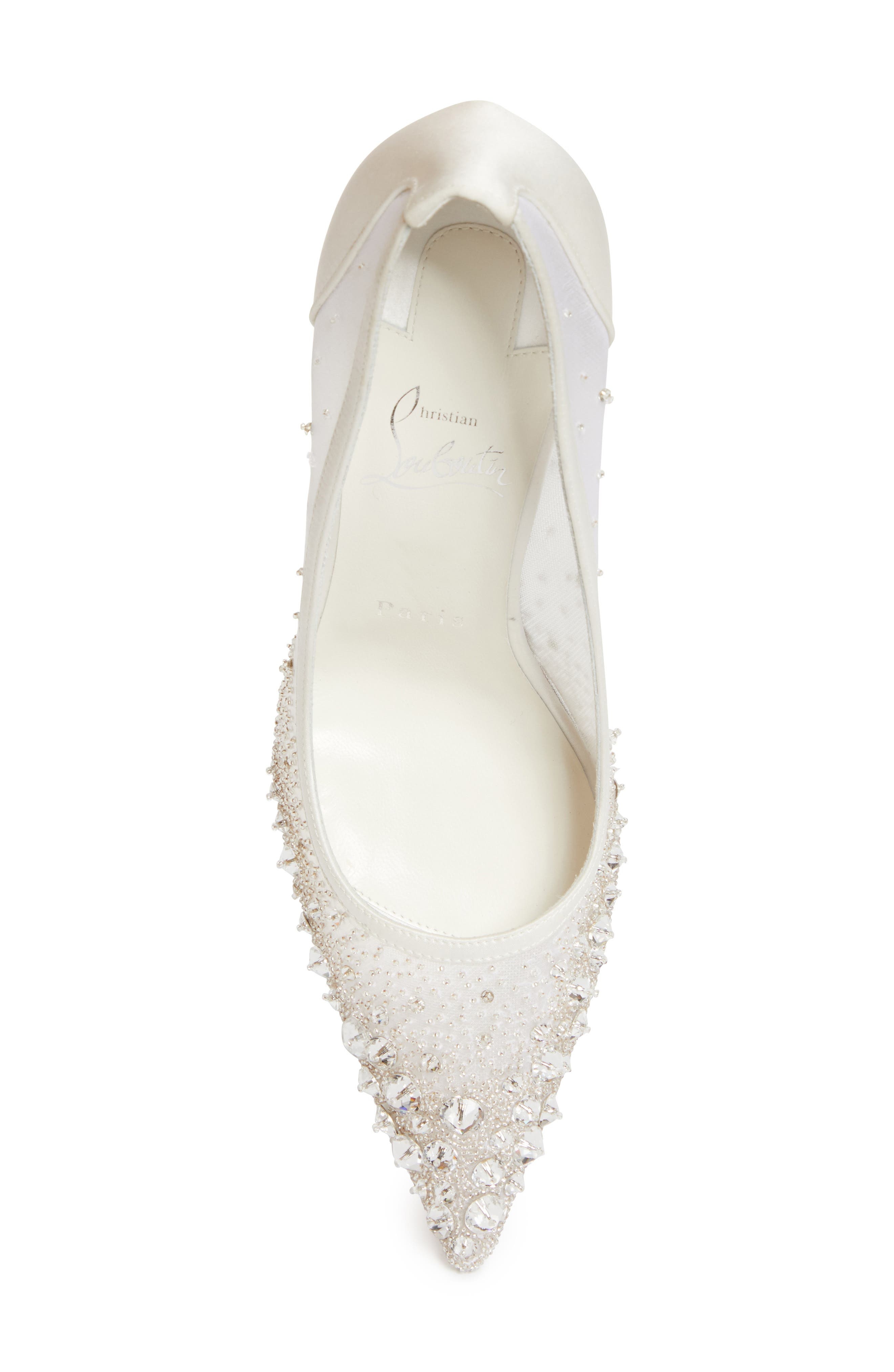 Christian Louboutin Miss Z Crystal Beaded Mesh Pump in Version Ivory at Nordstrom - 4