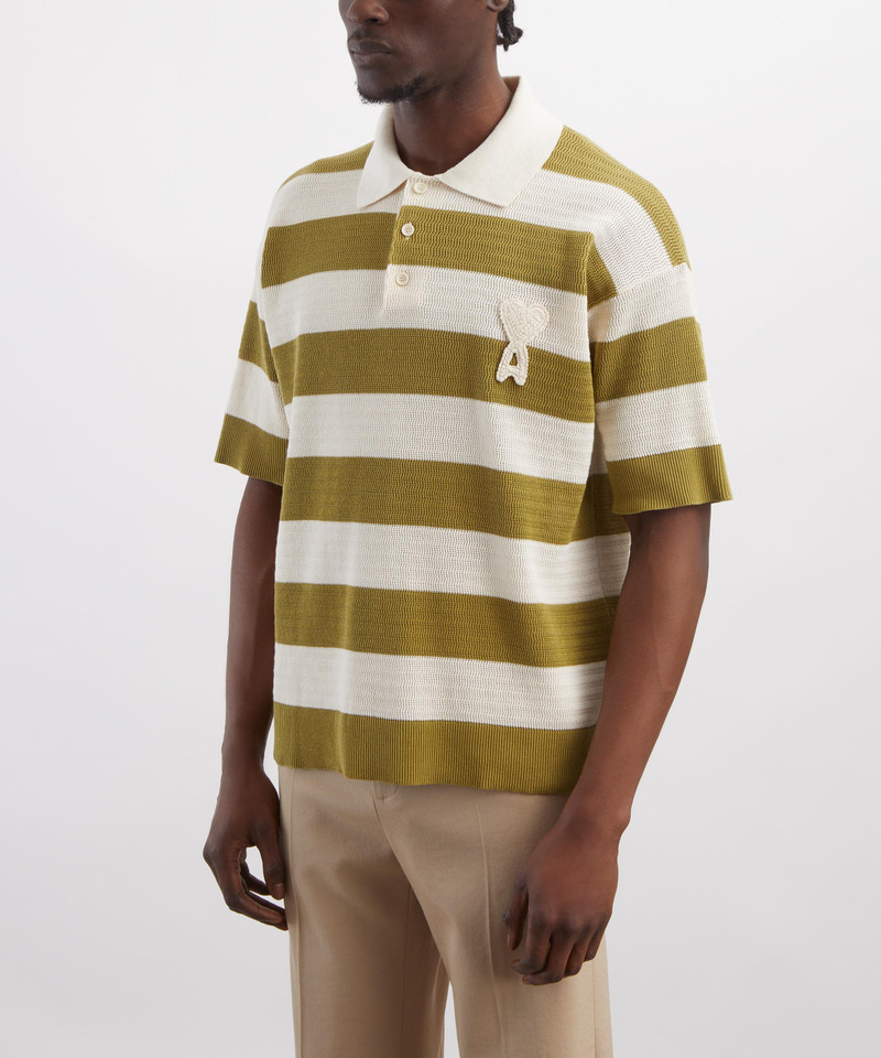 AMI Paris Cream-Matcha Cotton Polo outlook