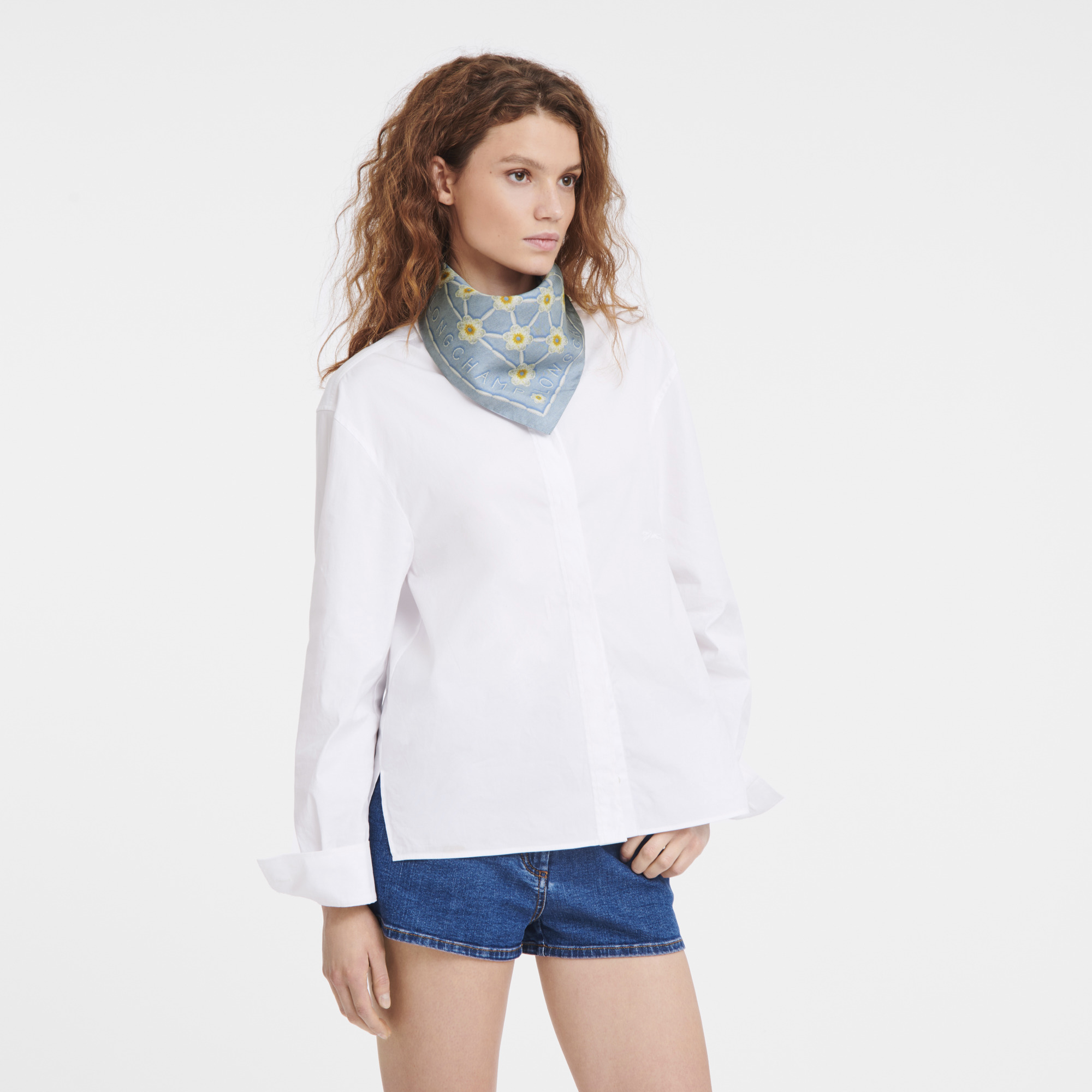 Daisies Silk scarf 50 Sky Blue - OTHER - 2