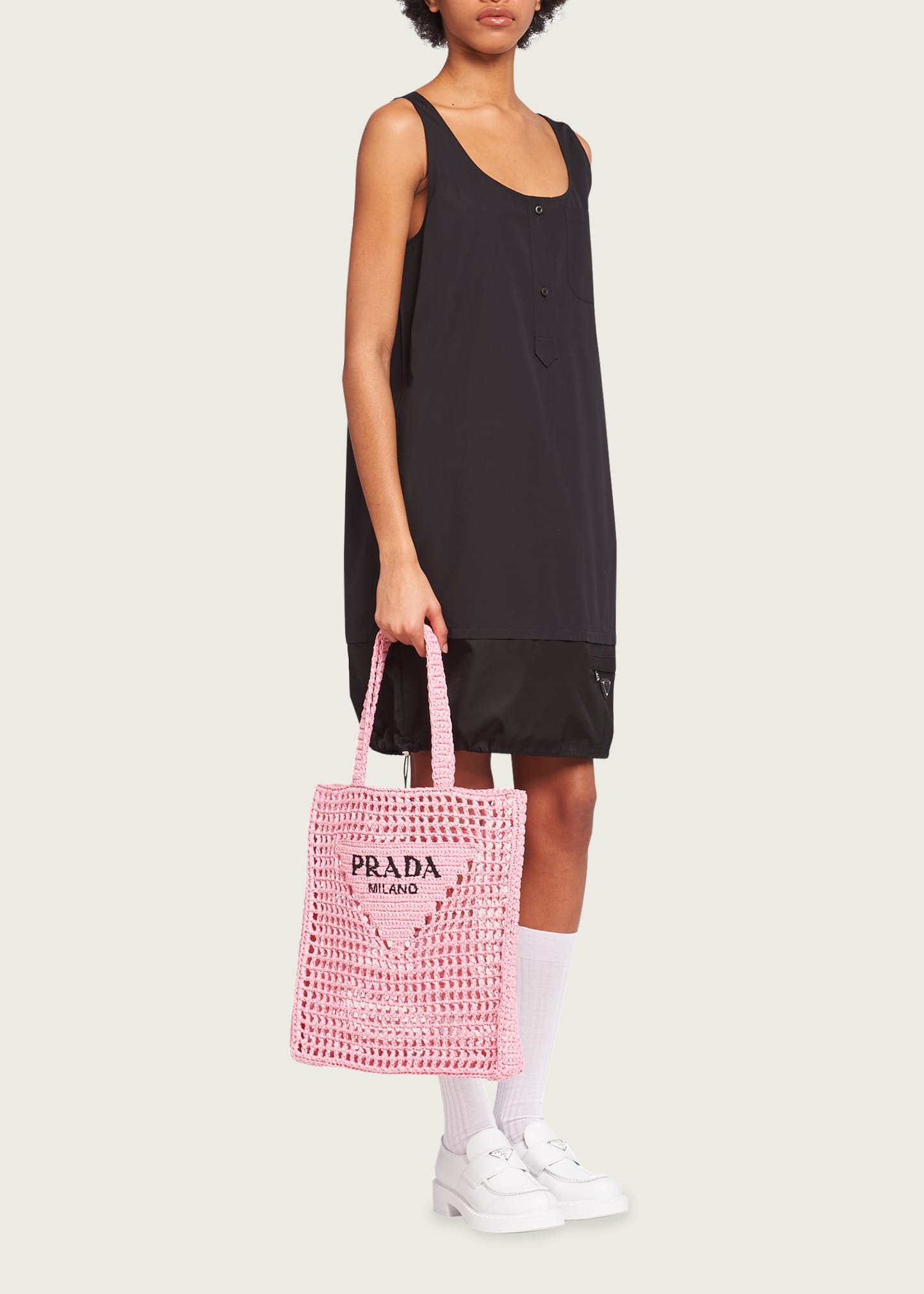 Bicolor Woven Logo Shopper Tote Bag - 5