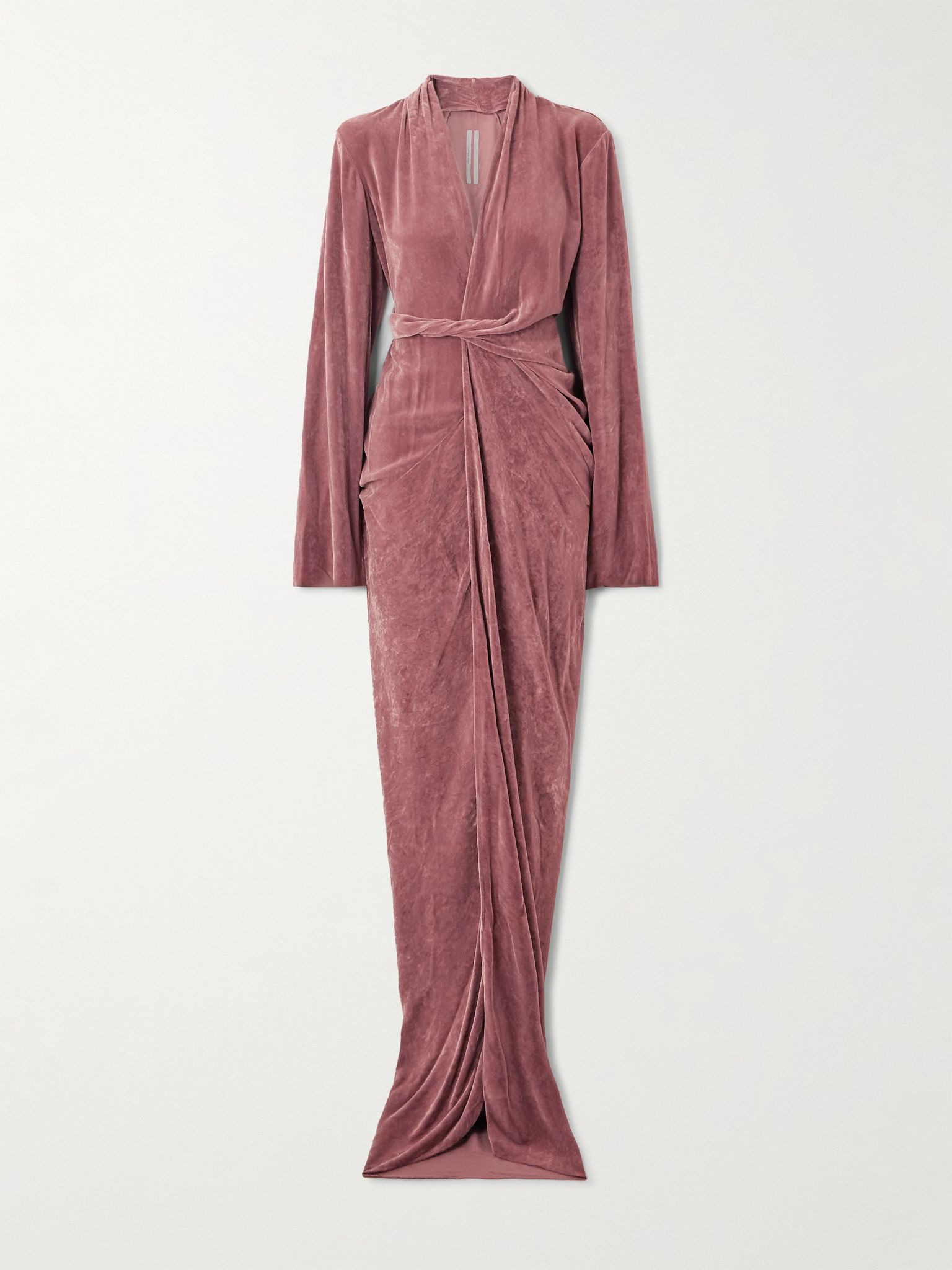Draped velvet wrap gown Antique rose - 1
