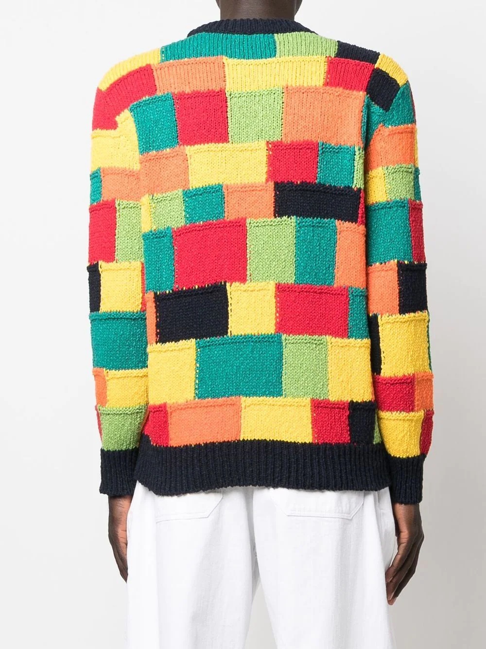 crew-neck patchwork jumper - 4