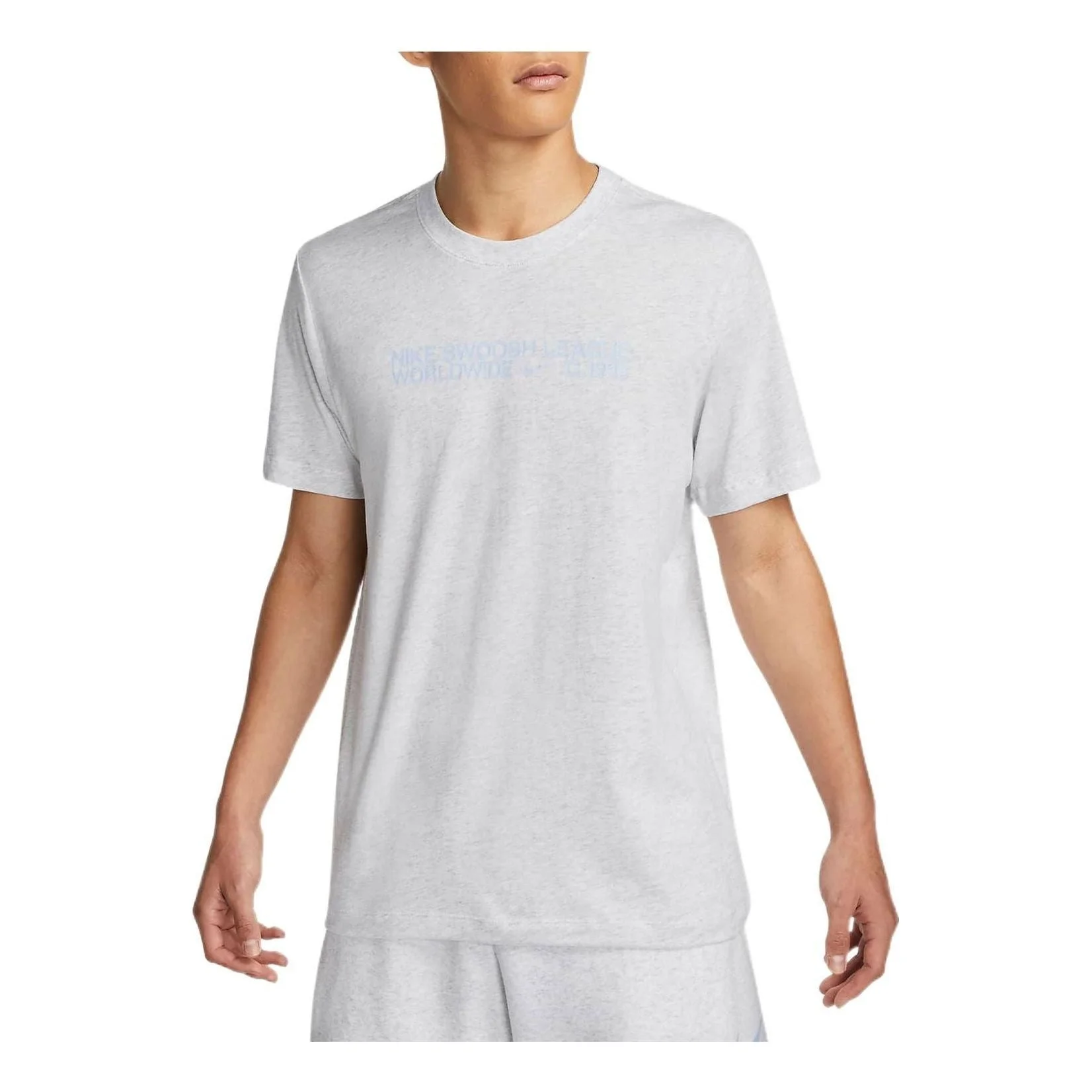 Men's Nike Solid Color Logo Alphabet Pattern Printing Round Neck Casual Short Sleeve Light Grey T-Sh - 1