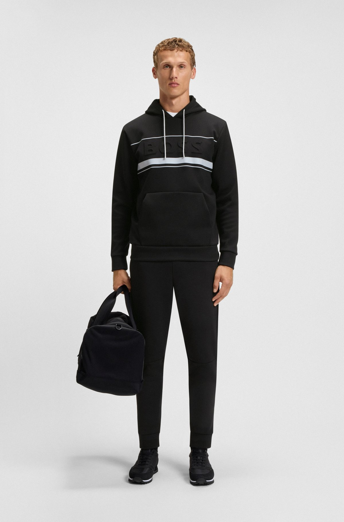 COTTON TRACKSUIT BOTTOMS WITH STRIPED TRIMS - 4
