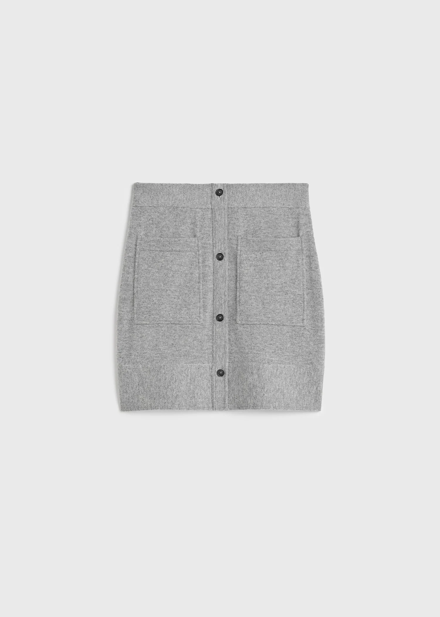 Buttoned cashmere skirt grey melange - 1